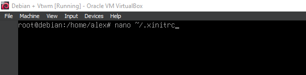 Running 'nano ~/.xinitrc'